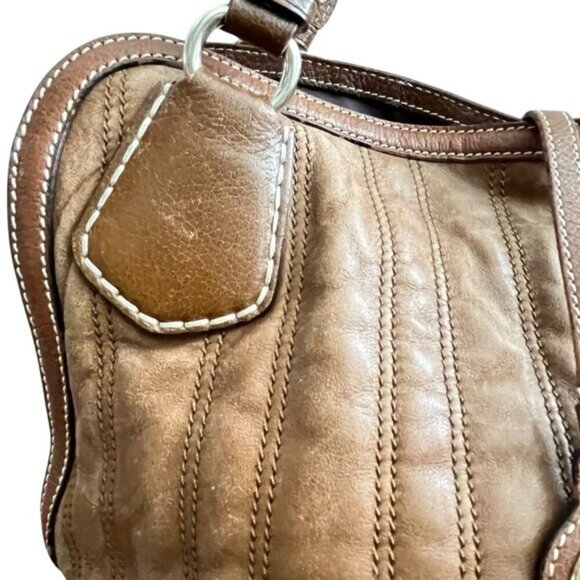 CELINE Stripe Stitch Tote Leather Bag Purse - Picture 3 of 16